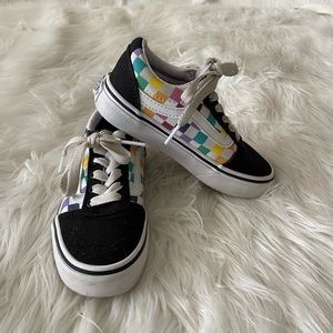 Rainbow 🌈 checkered Vans. Toddler 11.